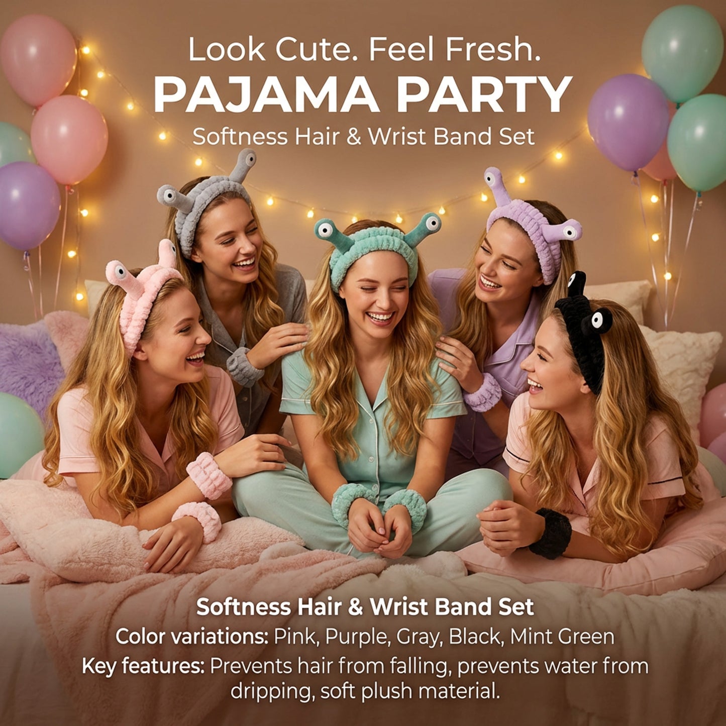 Snail Headband and Wristband Set-Black