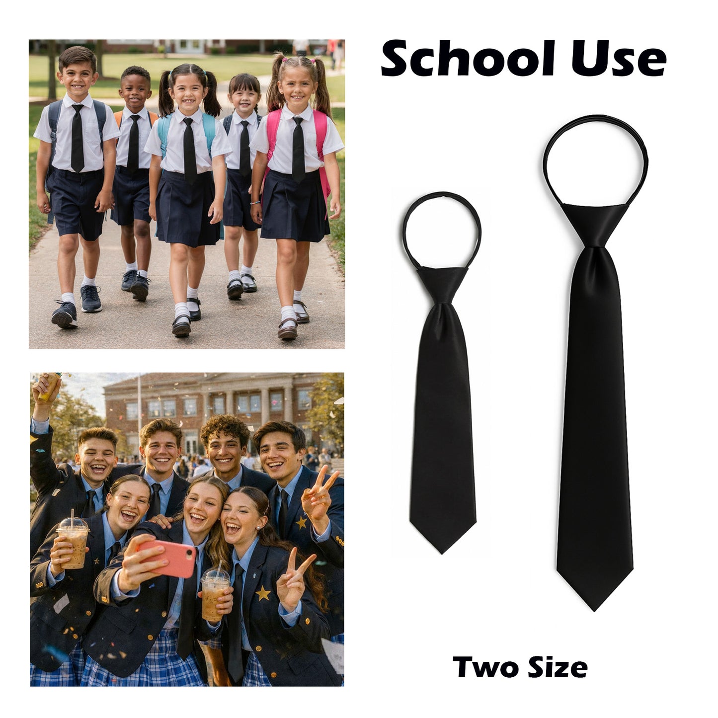 Adjustable Solid Tie-Black