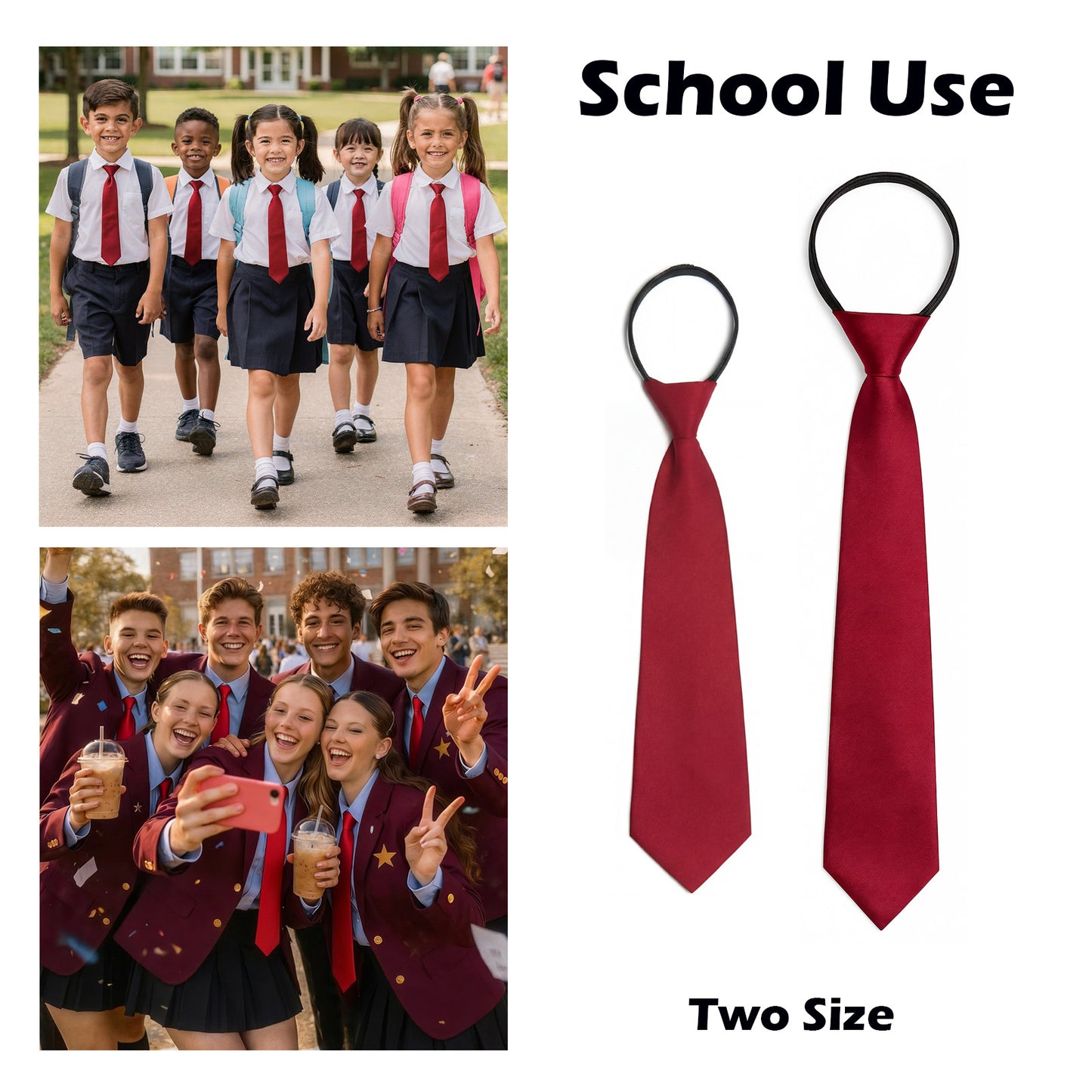 Adjustable Solid Tie-Red
