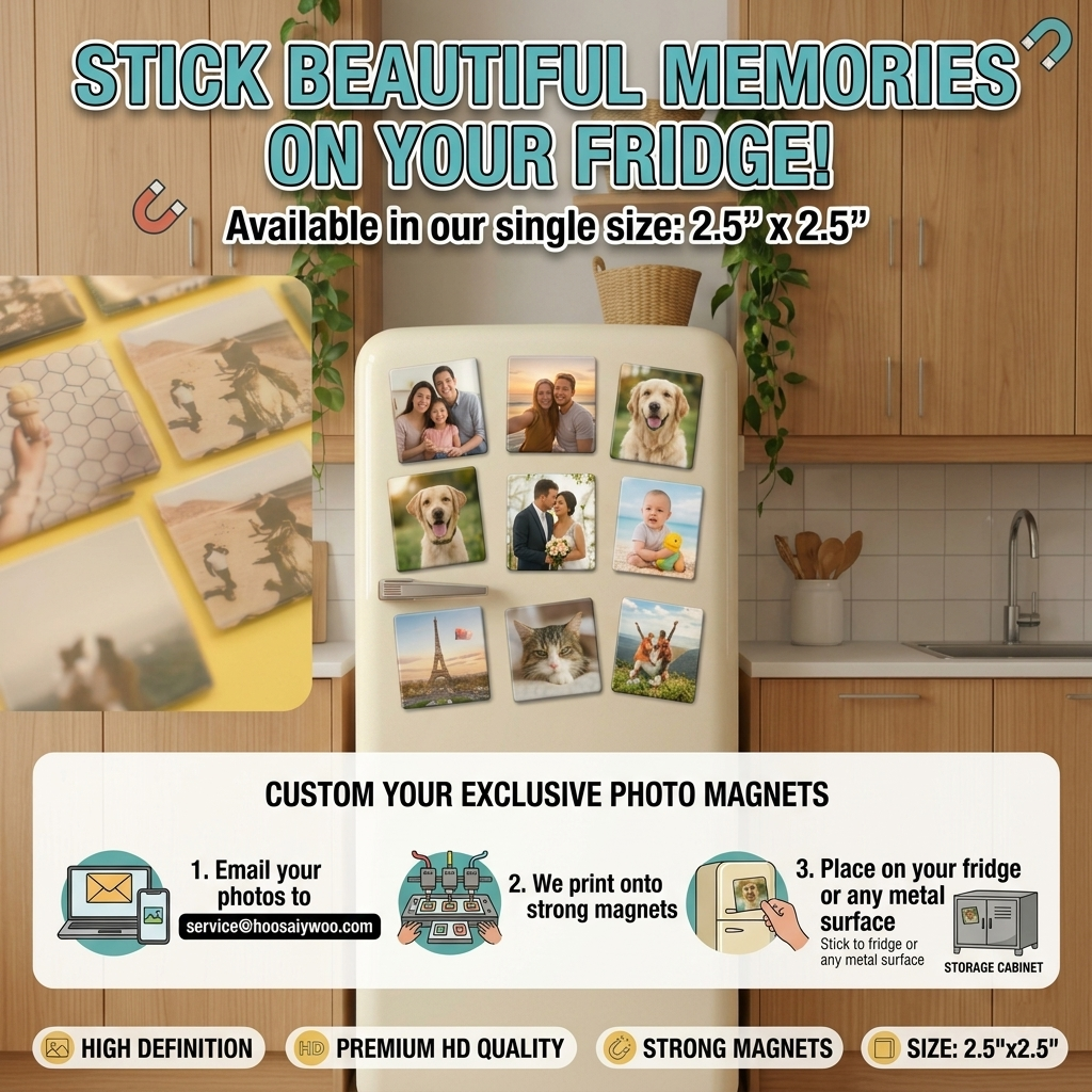 Fridge Magnet-Custom Photo-9pcs