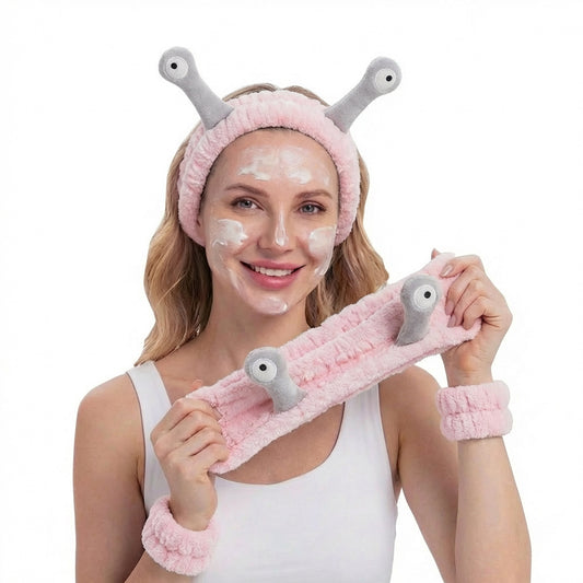 Snail Headband and Wristband Set-PinkGrey