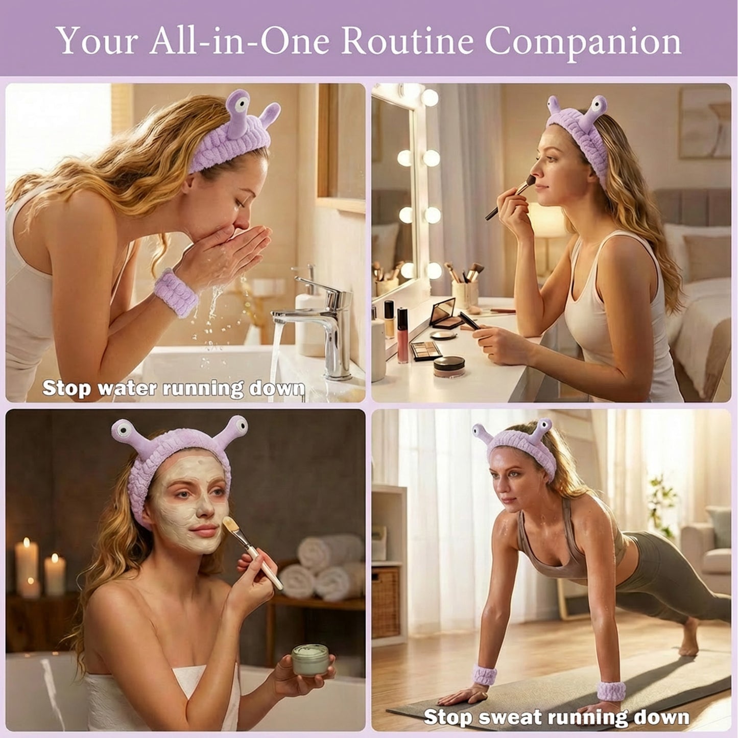Snail Headband and Wristband Set-Purple