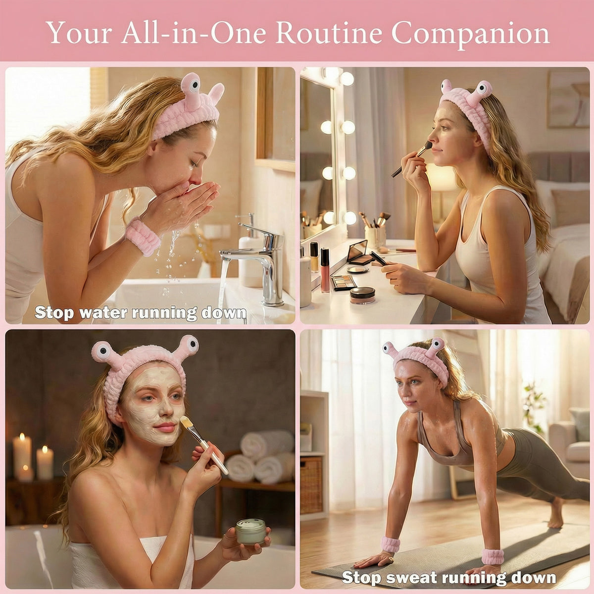 Snail Headband and Wristband Set-Pink