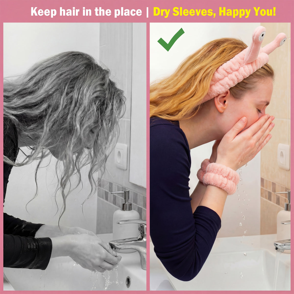 Snail Headband and Wristband Set-Pink