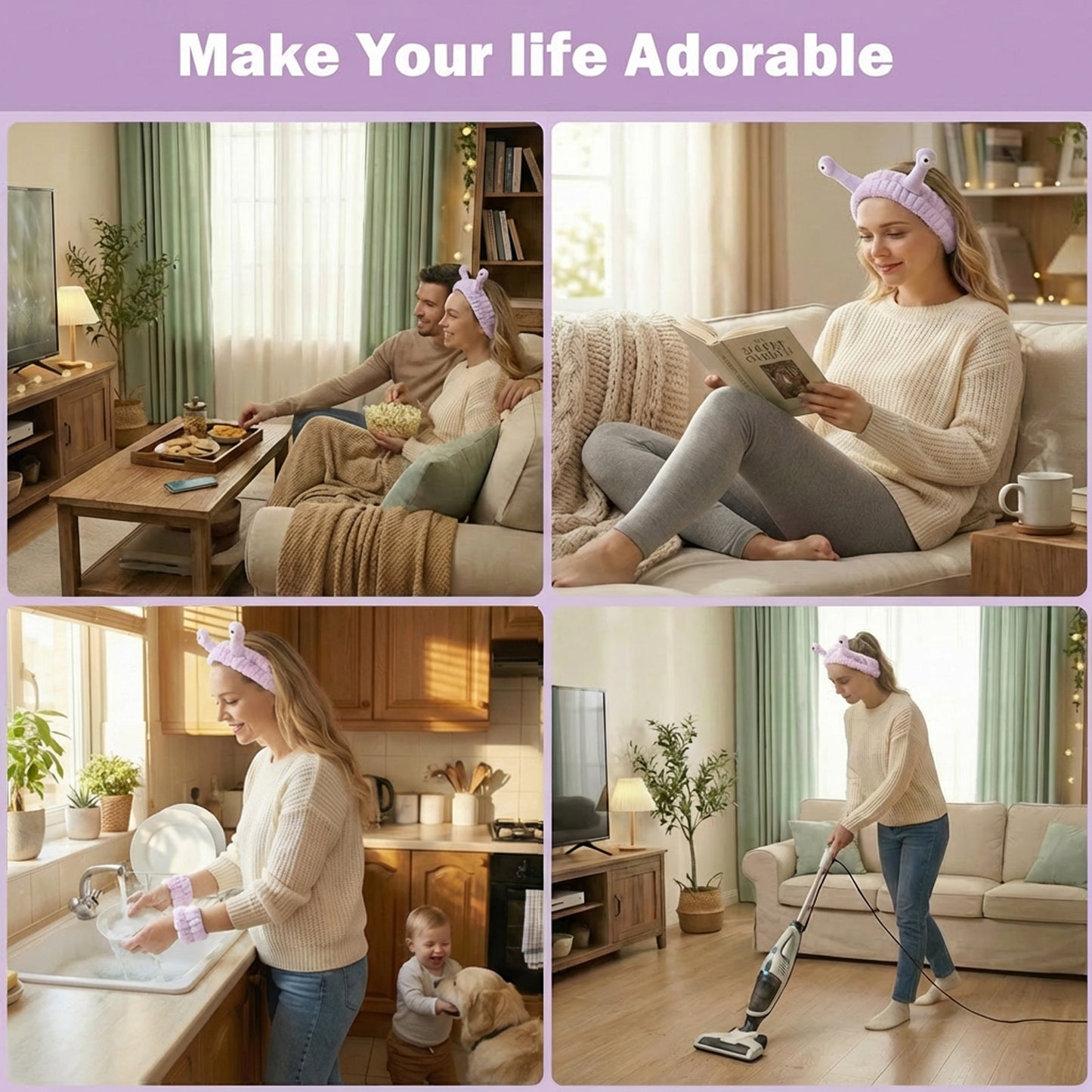 Snail Headband and Wristband Set-Purple