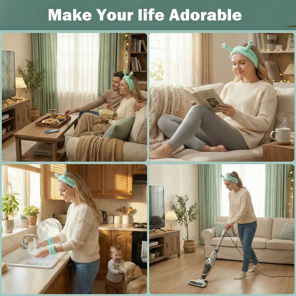 Snail Headband and Wristband Set-LightGreen