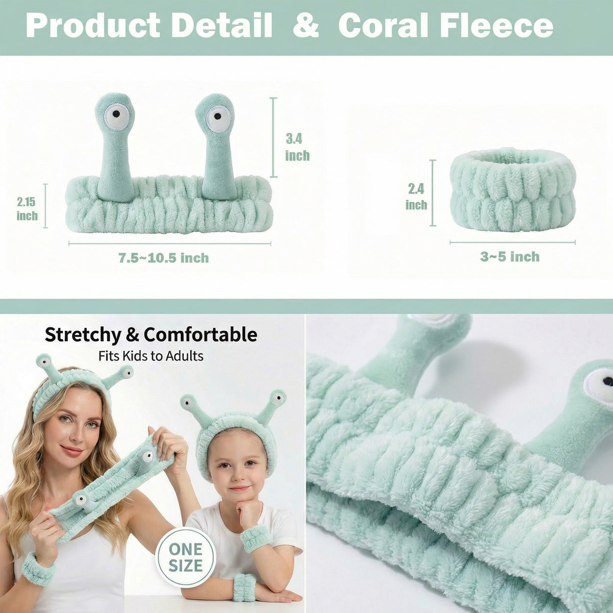 Snail Headband and Wristband Set-LightGreen