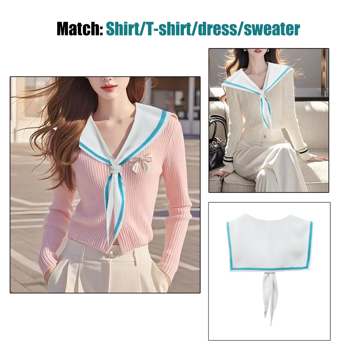 Sailor Collar O-WhiteBlue