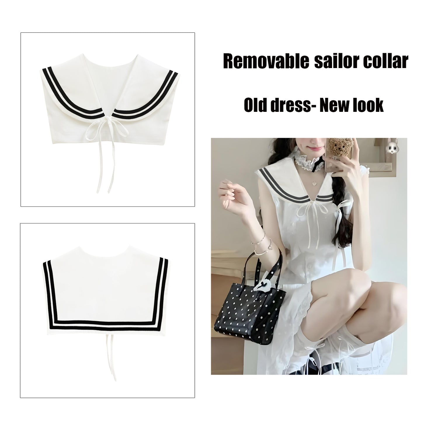 Sailor Collar W-White