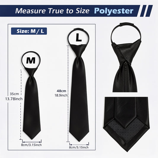 Adjustable Solid Tie-Black