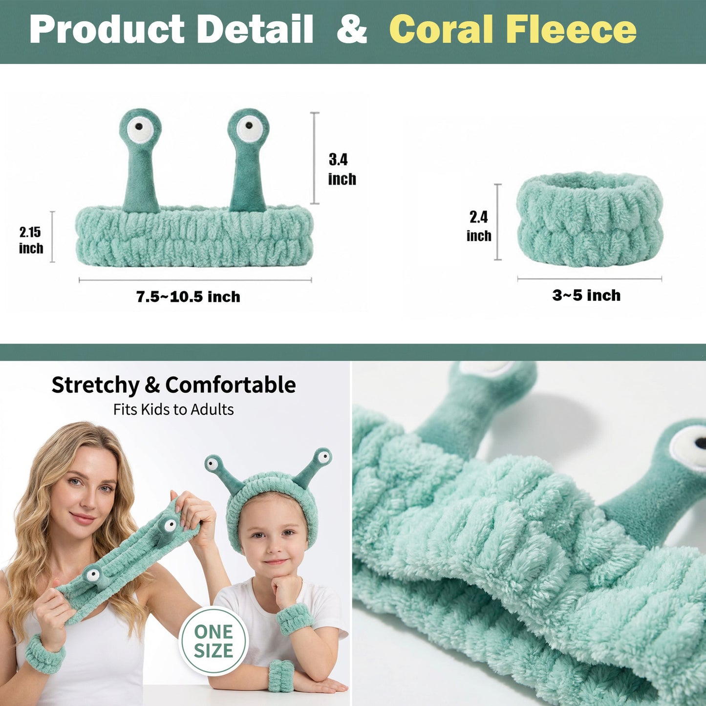 Snail Headband and Wristband Set-Green