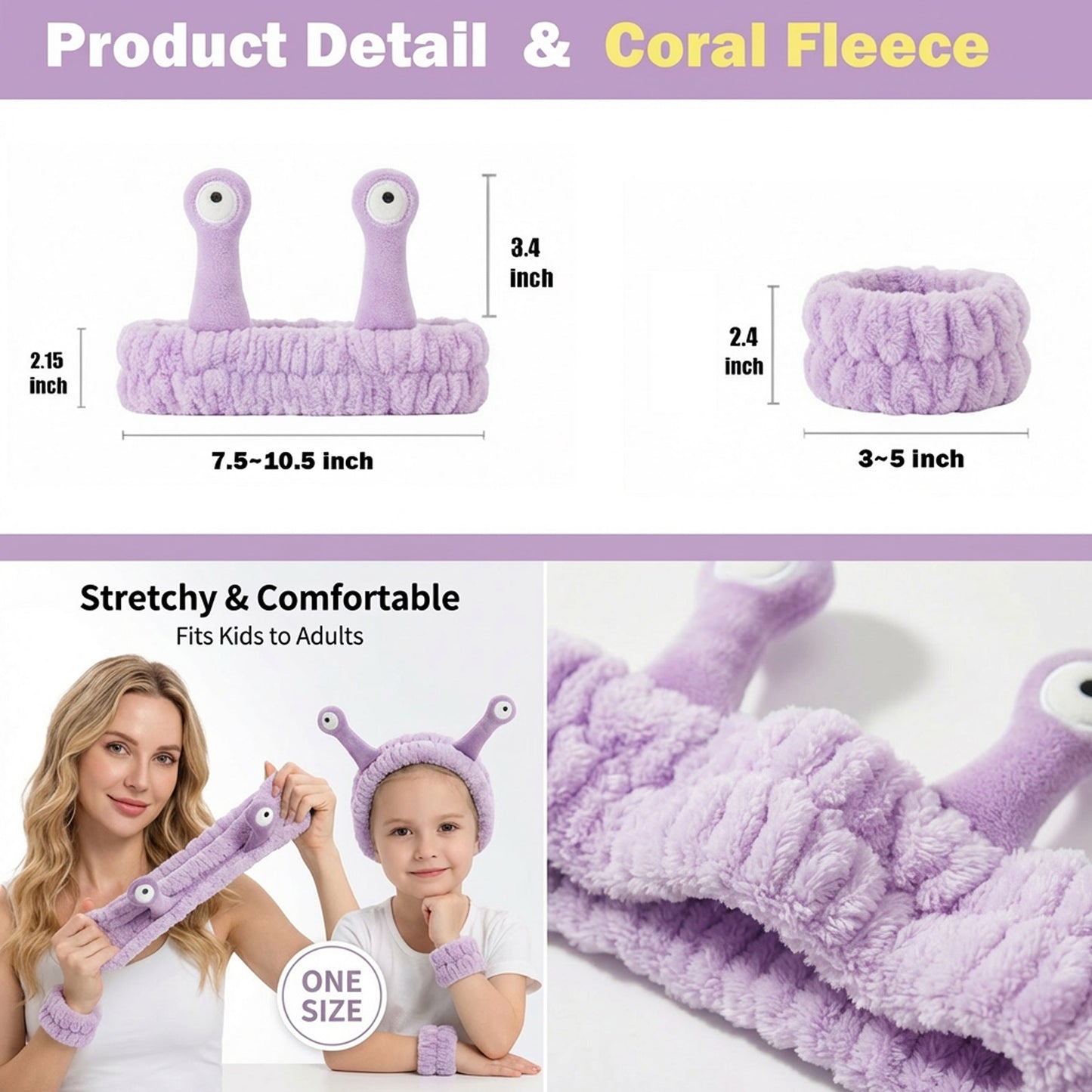 Snail Headband and Wristband Set-Purple